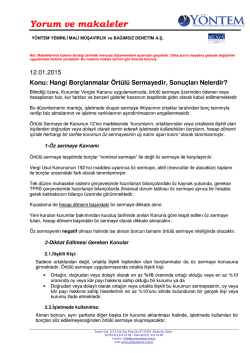 Hangi Bor&ccedil;lanmalar &Ouml;rt&uuml;l&uuml; Sermayedir Sonu&ccedil;ları Nelerdir?