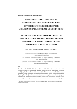 Biyoloji Öz-Yeterlik İnancı ile Öğretmenlik Mesleğine Yönelik Öz