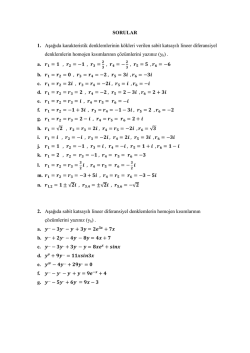 SORULAR 1. Aşağıda karakteristik denklemlerinin kökleri