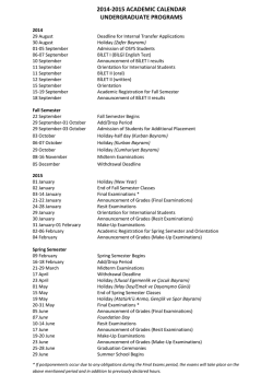 2014-2015 academıc calendar undergraduate programs