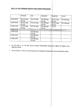 2013-14 vAz D&Ouml;NEMİ sERvis Fizik DERsi PROGRAMI