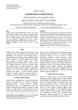 Lenfatik Sistem ve Klinik &Ouml;nemi