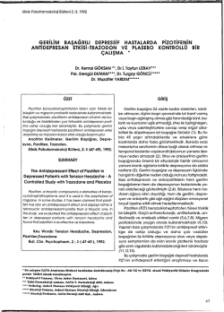 gerilim başagrılı depressif hastalarda pizotifenin antidepresan etkisi