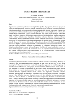 T&uuml;rk&ccedil;e Yazma Tabirnameler - Dil ve Edebiyat Eğitimi Dergisi