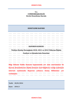 Türkiye Kızılay Derneğinin 2010, 2011 ve 2012 Yıllarına İlişkin