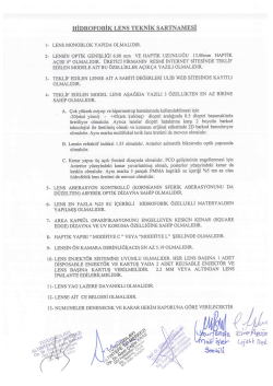 HİDROFOBİK LENS TEKNİK SARTNAMESİ