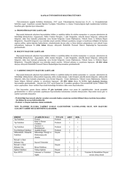 Kafkas &Uuml;niversitesi &Ouml;ğretim &Uuml;yesi Alım İlanı