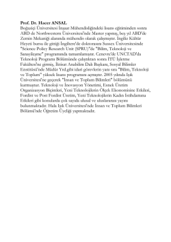 Prof. Dr. Hacer ANSAL Boğaziçi Üniversitesi İnşaat