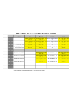 Grafik Tasarım B&ouml;l&uuml;m&uuml; 4. Sınıf Ders Programı (2013