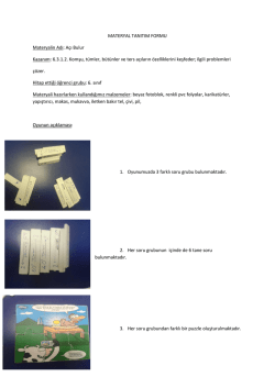 MATERYAL TANITIM FORMU Materyalin Adı: A&ccedil;ı Bulur