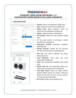 STANDART &Uuml;R&Uuml;N SE&Ccedil;İM PROGRAMI V 1.0 EVAPORAT&Ouml;R SE&Ccedil;İM