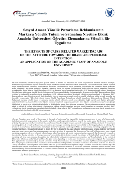 Sosyal Amaca Y&ouml;nelik Pazarlama Reklamlarının Markaya