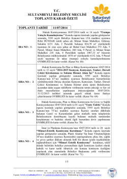 tc sultanbeyli belediye meclisi toplantı karar &ouml;zeti