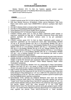 İLAN FETHİYE BELEDİYE BAŞKANLIĞINDAN Belediye Meclisinin