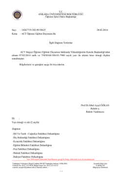 Sayı : 14267719-302.99/10635 20.02.2014 Konu : ACT &Ouml;ğrenci