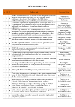 EKİM AYI EYLEM PLANI A H F Faaliyet Adı Sorumlu Birim 1 2 1