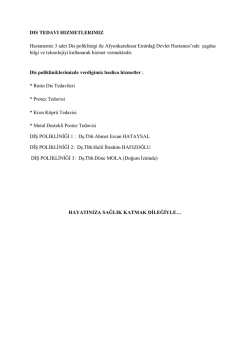 Diş Hizmetlerimiz - Emirdağ Devlet Hastanesi