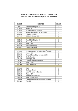 KAFKAS &Uuml;NİVERSİTESİ İLAHİYAT FAK&Uuml;LTESİ 2013