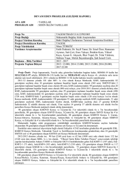 Makarnalık Buğday Islah Araştırmaları Gelişme Raporu