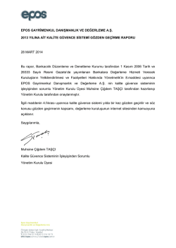 EPOS GAYRĠMENKUL DANIġMANLIK VE DEĞERLEME A.ġ. 2013