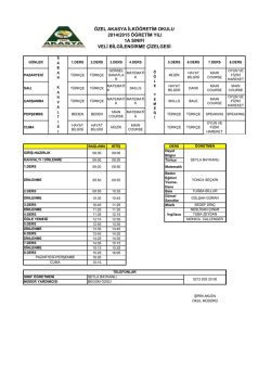 Haftalık Ders - Akasya Koleji