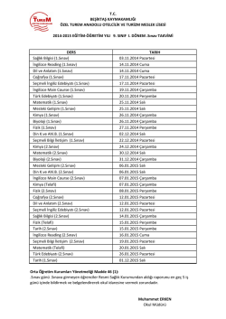 DERS TARIH Sağlık Bilgisi (1.Sınav) 03.11.2014 Pazartesi