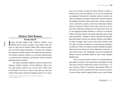 Modern T&uuml;rk Romanı Ercan Akyol