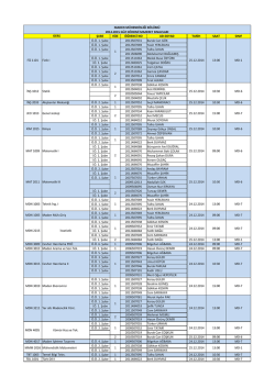 ŞUBE VİZE &Ouml;ĞRENCİ NO AD-SOYAD TARİH SAAT SINIF &Ouml;.&Ouml;. 1