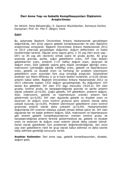 İleri Anne Yaşı ve Gebelik Komplikasyonları İlişkisinin Araştırılması