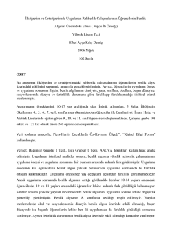 İlköğretim ve Ortaöğretimde Uygulanan Rehberlik Çalışmalarının