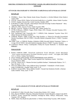 KİTAP ve MAKALE LİSTESİ
