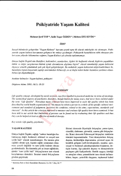 Psikiyatride Yaşam Kalitesi