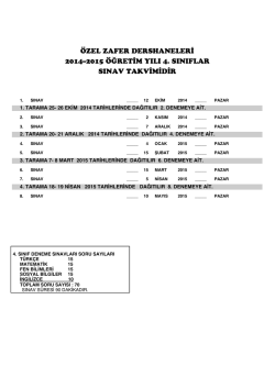 Sınav Takvimi - Zafer Dershaneleri