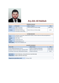 Arş.G&ouml;r.Ali Bakbak - Elektrik-Elektronik M&uuml;hendisliği B&ouml;l&uuml;m&uuml;
