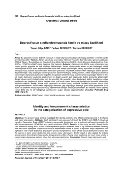 Depresif ucun sınıflandırılmasında kimlik ve miza&ccedil;