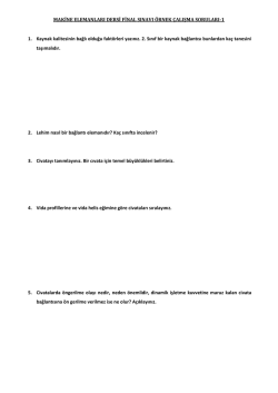 MAKİNE ELEMANLARI DERSİ FİNAL SINAVI &Ouml;RNEK &Ccedil;ALIŞMA