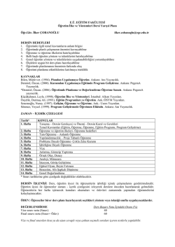 Ders Yarıyıl Planı