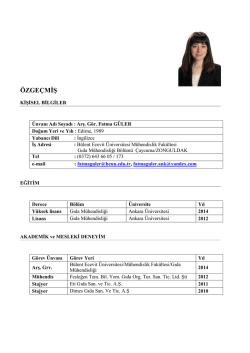 Arş. G&ouml;r. Fatma G&Uuml;LER - Gıda M&uuml;hendisliği B&ouml;l&uuml;m&uuml;