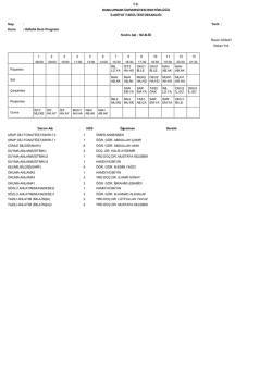 Haftalık Ders Progra