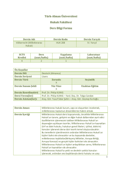 HUK 208 - T&uuml;rk-Alman &Uuml;niversitesi