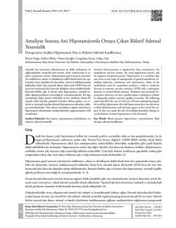 Ameliyat Sonrası Ani Hipotansiyonla Ortaya &Ccedil;ıkan