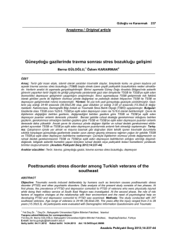 G&uuml;neydoğu gazilerinde travma sonrası stres