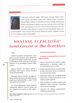 Hastane Eczacılığı - T&uuml;rk Eczacıları Birliği E