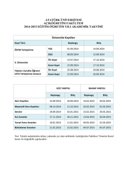 ATAT&Uuml;RK &Uuml;NİVERSİTESİ A&Ccedil;IK&Ouml;ĞRETİM FAK&Uuml;LTESİ 2014-2015