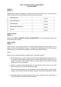 Ana S&ouml;zleşme - bnp paribas yatırımlar holding