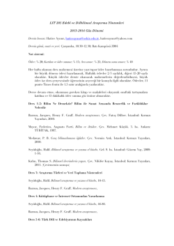 LIT 205 Edebî ve Dilbilimsel Araştırma Yöntemleri 2013