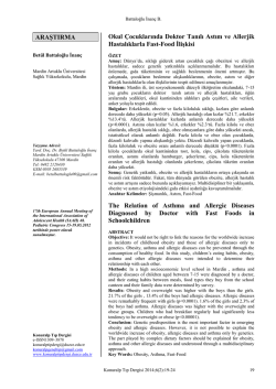 Okul &Ccedil;ocuklarında Astım ve Gıdaların Etkisi