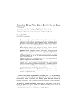 Cumhuriyet D&ouml;nemi T&uuml;rk Şiirinin İlk On Yılında