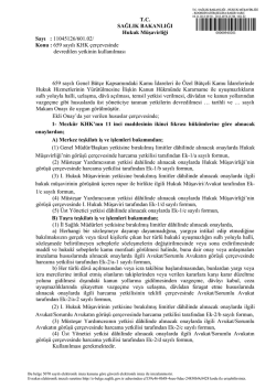 T.C. SAĞLIK BAKANLIĞI Hukuk M&uuml;şavirliği Sayı : 11045126/601.02