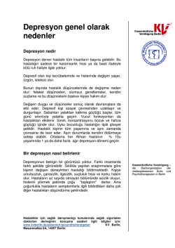 Depresyon genel olarak nedenler